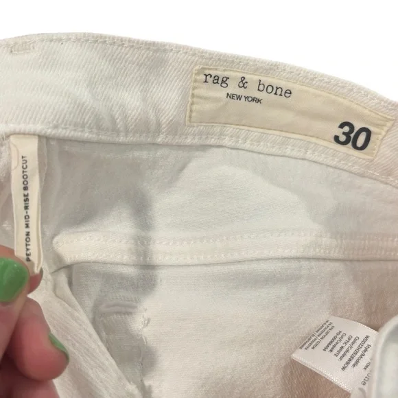 Rag & Bone White Peyton Midrise Bootcut in Optic White Denim Jeans Size 30 Women - Picture 10 of 15